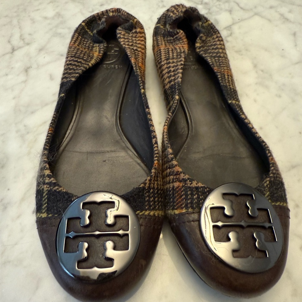 Tory Burch Brown Flats Classic Loafers